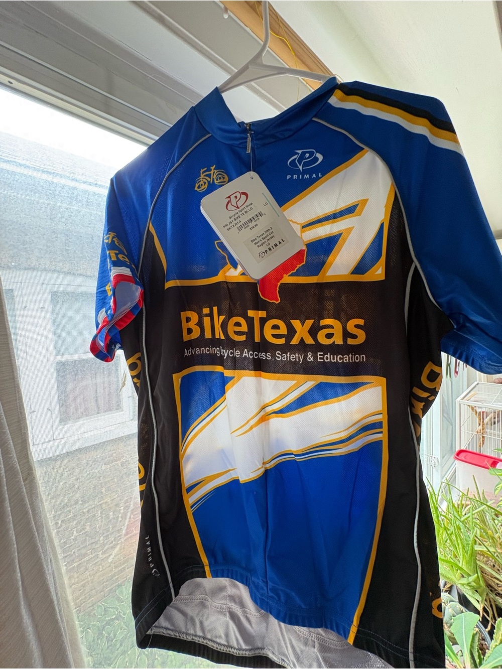 NWT Primal BikeTexas Men’s Cycling Jersey - Blue/Black/Yellow